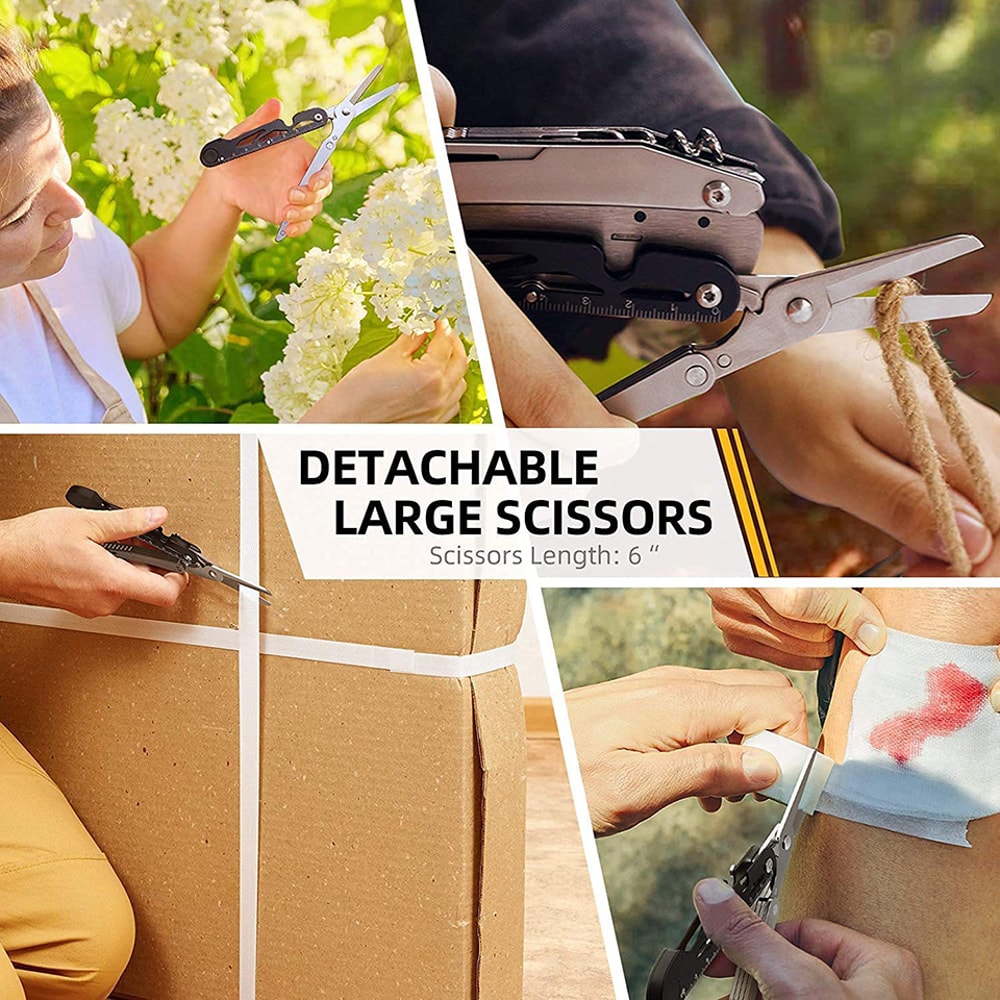 Multifunctional Camping Multitool Folding Pliers, Knife, Scissors, and Saw for Outdoor Adventures