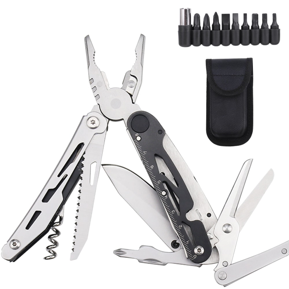 Multifunctional Camping Multitool Folding Pliers, Knife, Scissors, and Saw for Outdoor Adventures
