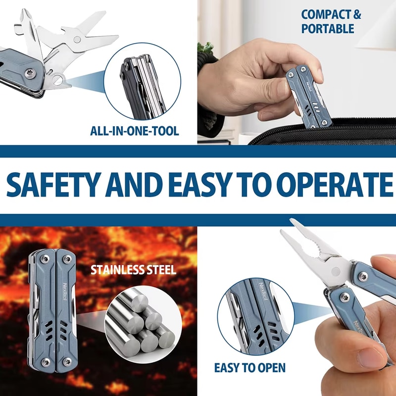 Mini Sailor Pliers Multi Tool Pocket Knife Folding Tool With Scissors Screwdrivers And Wire Cutters 6