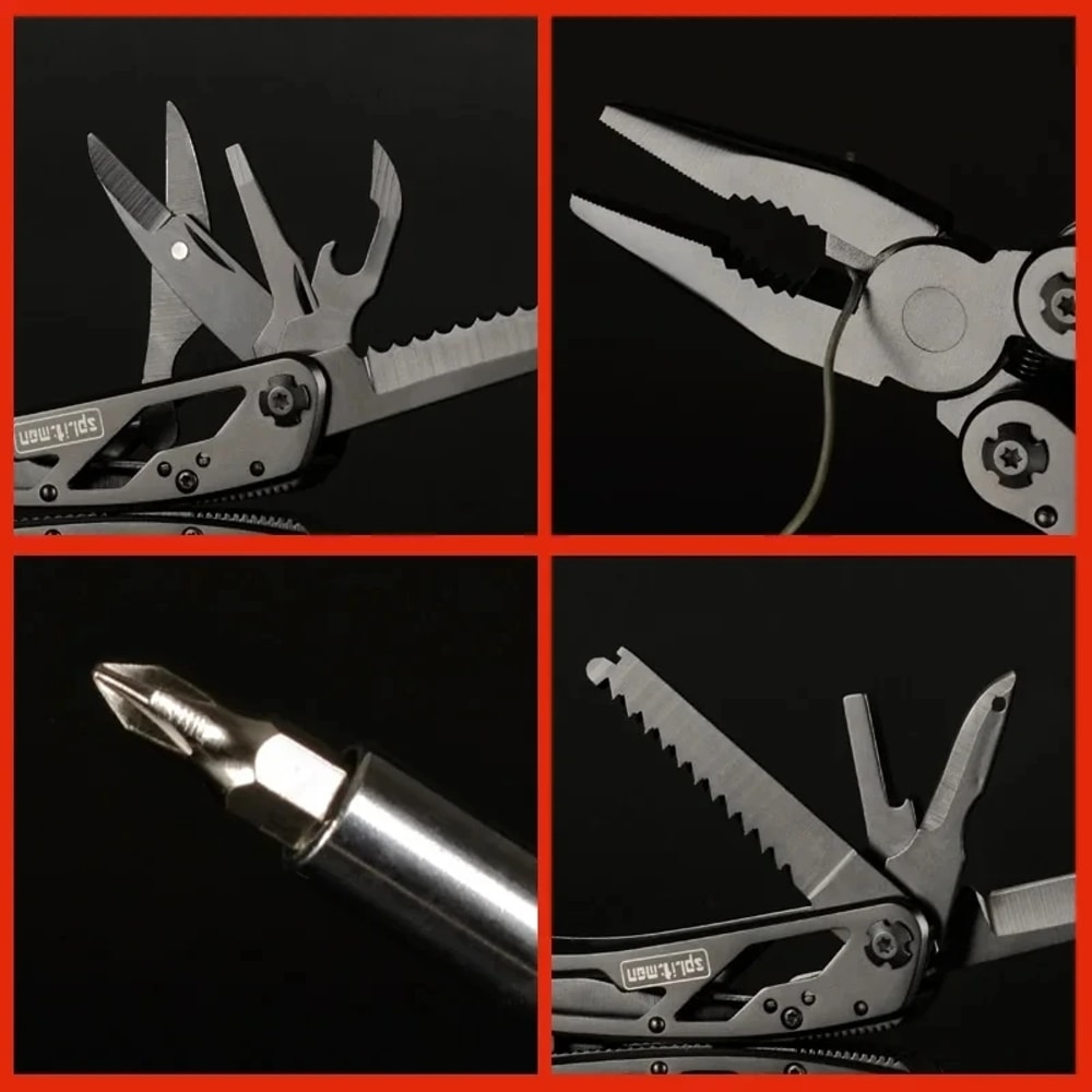 Folding Knife Plier Multitools EDC Camping Multifunctional Screwdriver Bits Mini Scissors Stainless 4