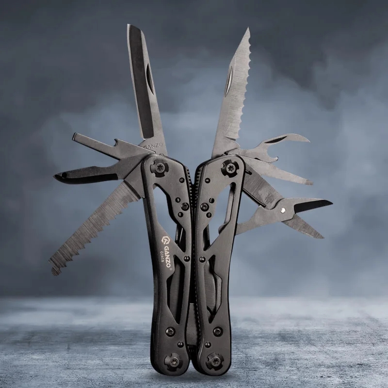 Folding Knife Plier Multitools EDC Camping Multifunctional Screwdriver Bits Mini Scissors Stainless 5