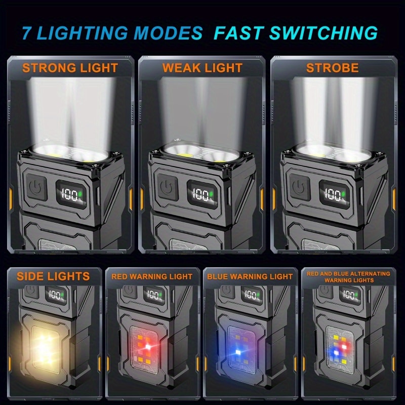 Portable Tactical LED Work Light USB Rechargeable Waterproof And Multi Mode Mini Flashlight 4