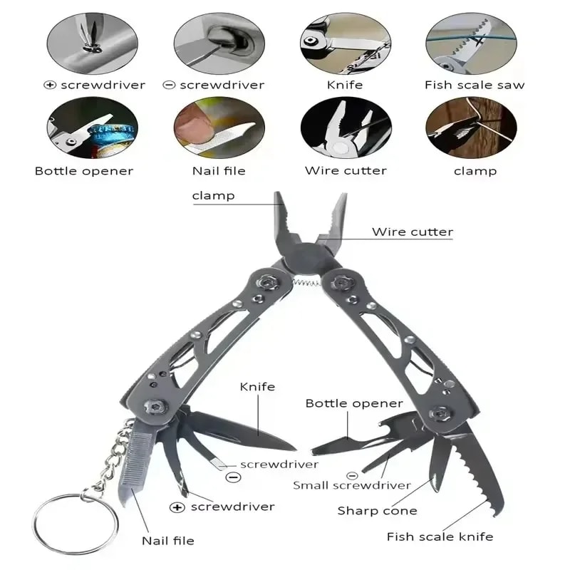 Tactical Multitool Knife Pliers Compact Outdoor Survival Tool With Screwdriver For Hiking Camping 3