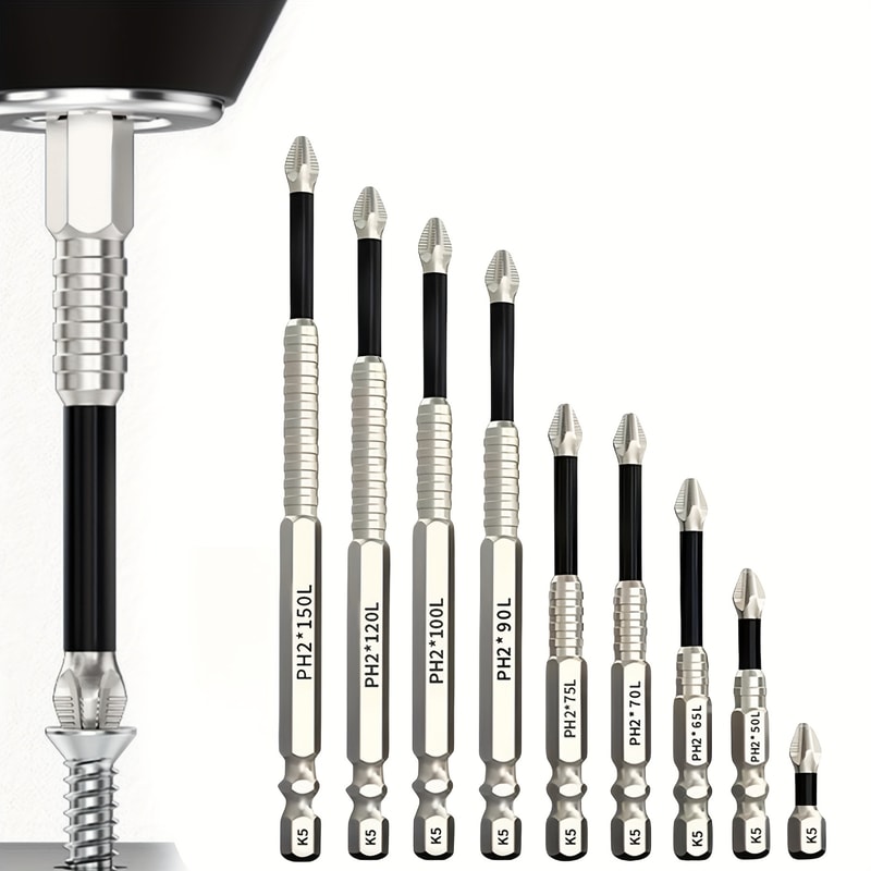 Non slip Magnetic Cross Head Drill Bit for Electric Screwdrivers High Hardness, Strong Grip