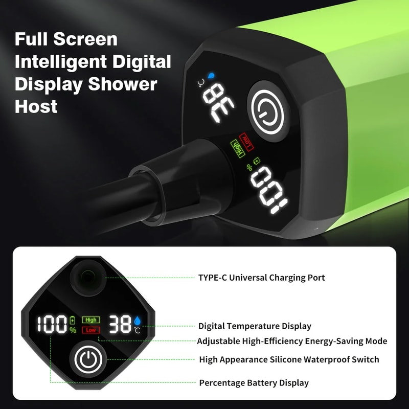 Digital Outdoor Camping Shower Pump With Intelligent Display Rechargeable Battery 1