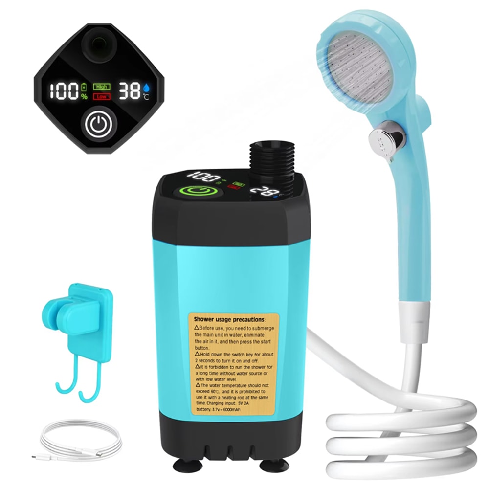 Digital Outdoor Camping Shower Pump With Intelligent Display Rechargeable Battery 3