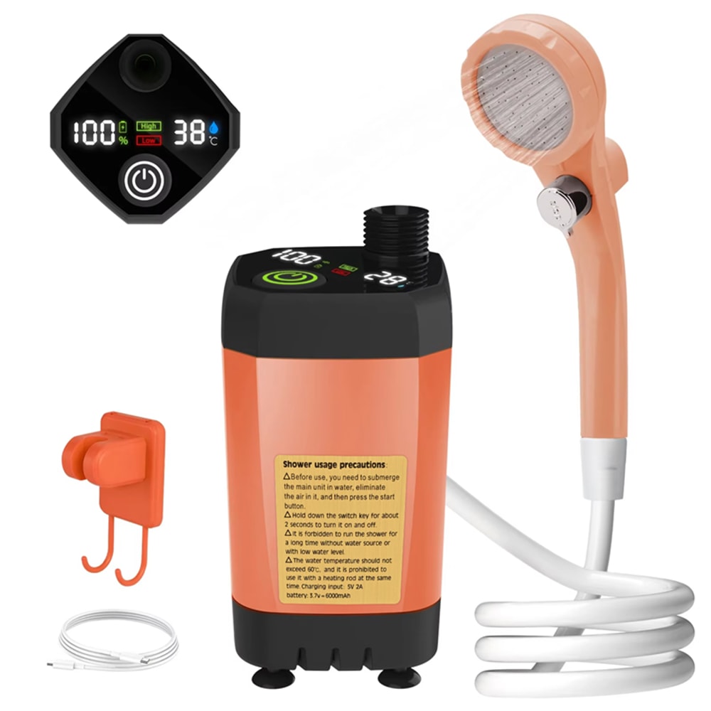 Digital Outdoor Camping Shower Pump With Intelligent Display Rechargeable Battery 7