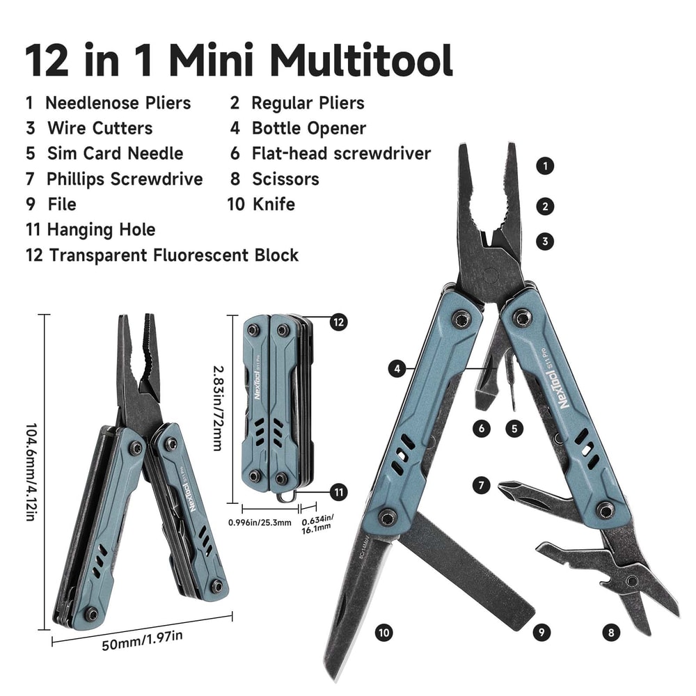 Mini Pliers Multi Tool Set Compact EDC Pocket Knife Folding Tools Wire Cutters Scissors More 1