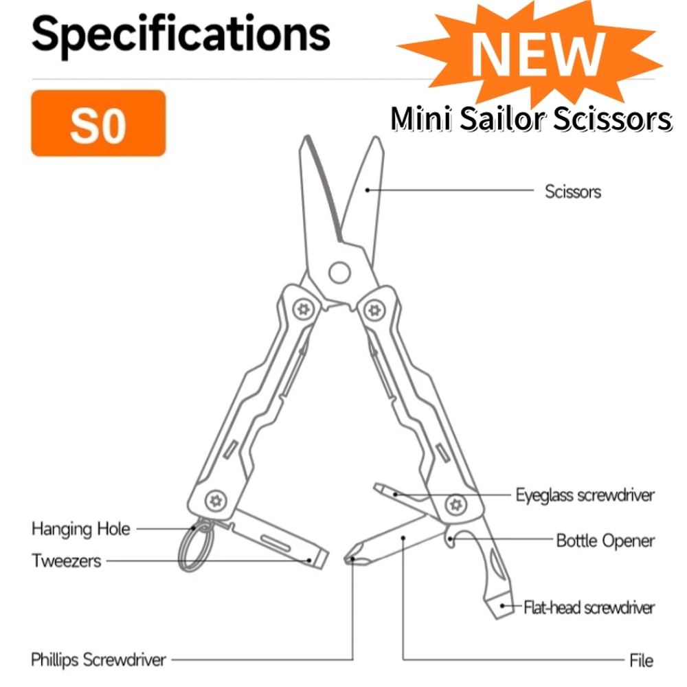 Mini Sailor Scissors Portable MultinTool For Everyday Carry Compact Folding Hand Tools With Screwdr 5