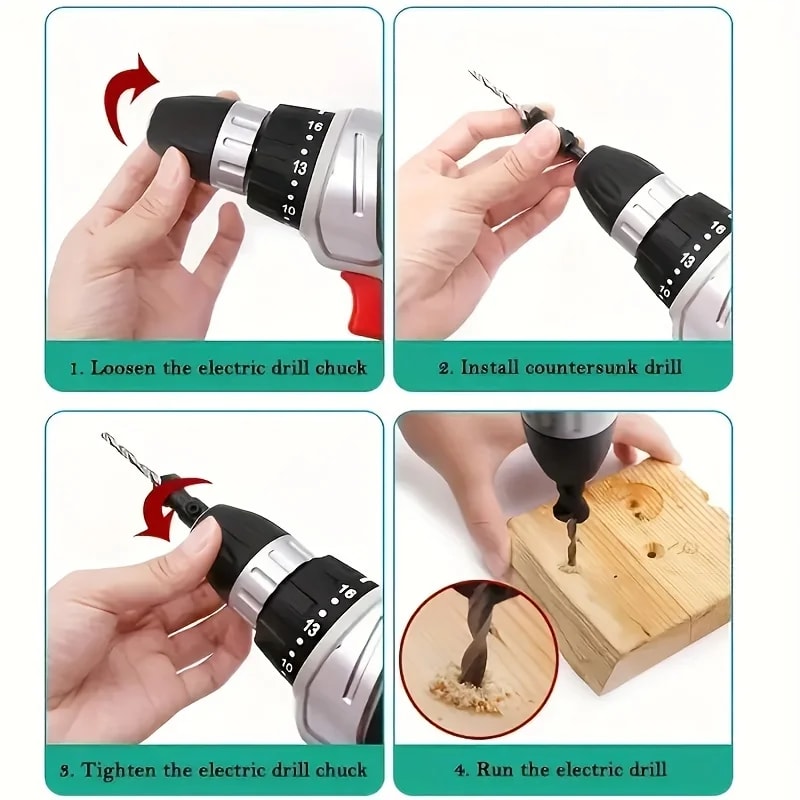 Woodworking Countersunk Drill With Hexagonal Handle Precision Chamfering Tool 5
