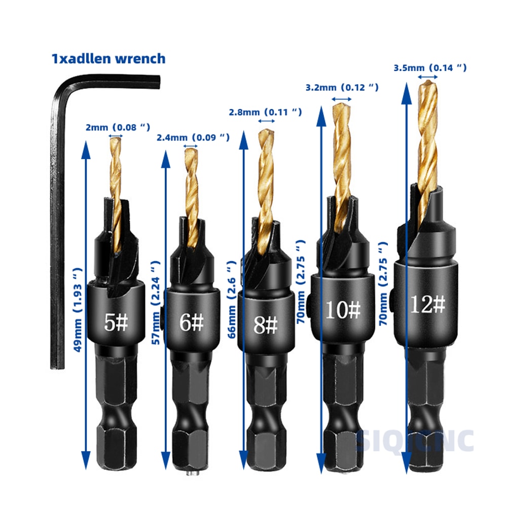 Woodworking Countersunk Drill With Hexagonal Handle Precision Chamfering Tool 1