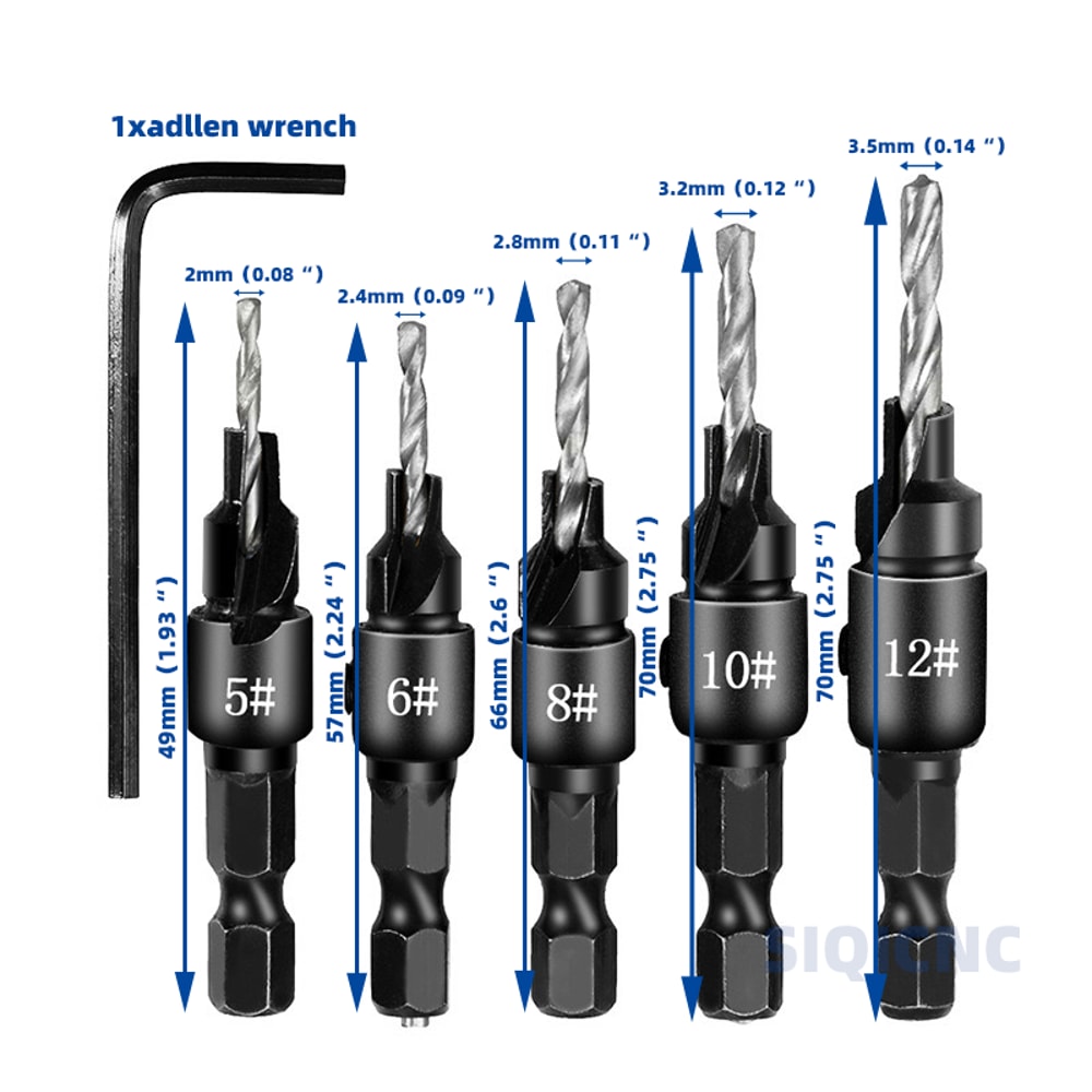 Woodworking Countersunk Drill With Hexagonal Handle Precision Chamfering Tool 0