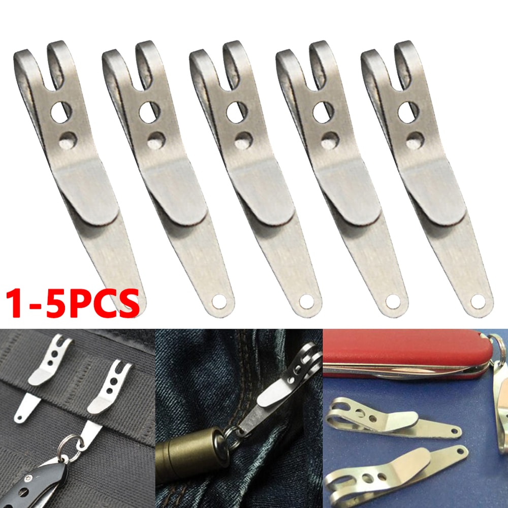 Multitool Pocket Clip Carabiner Stainless Steel Molle Belt Clip For EDC Camping 1