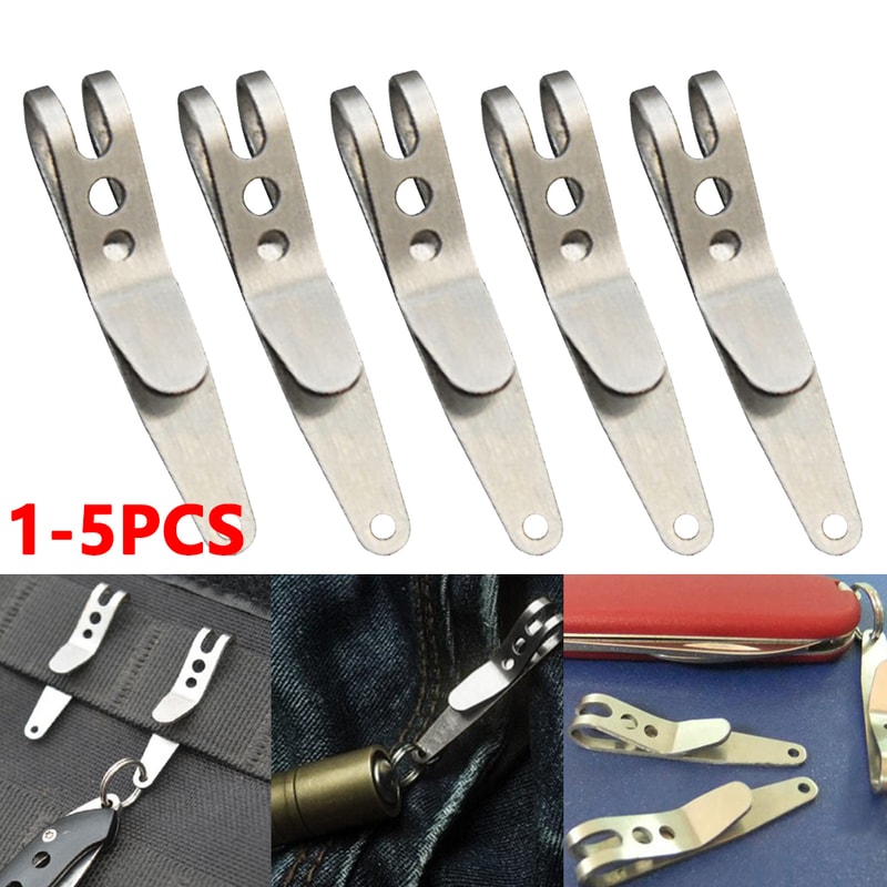 Multitool Pocket Clip Carabiner Stainless Steel Molle Belt Clip For EDC Camping 1