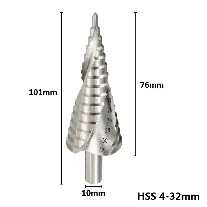 Step Drill Bit HSS Titanium Coated Spiral Groove Pagoda Design For Wood Metal 7