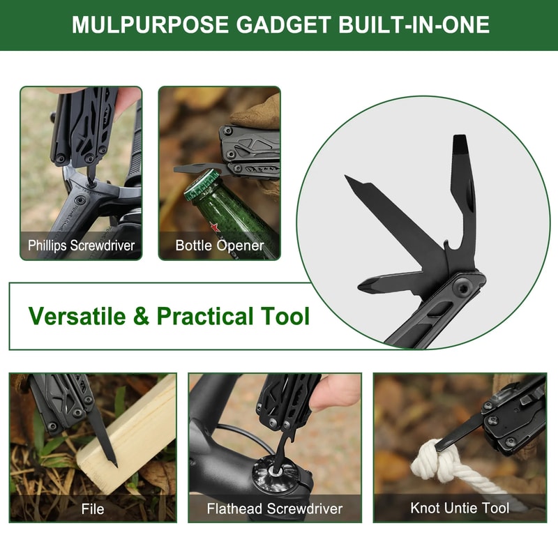 Black Knight Outdoor Folding Pliers Tool Multifunction Camping Survival Multitool 6