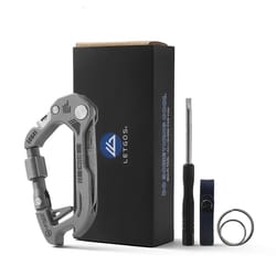 titanium alloy carabiner with multi functional damascus steel knife outdoor camping, hiking, and adventure tool