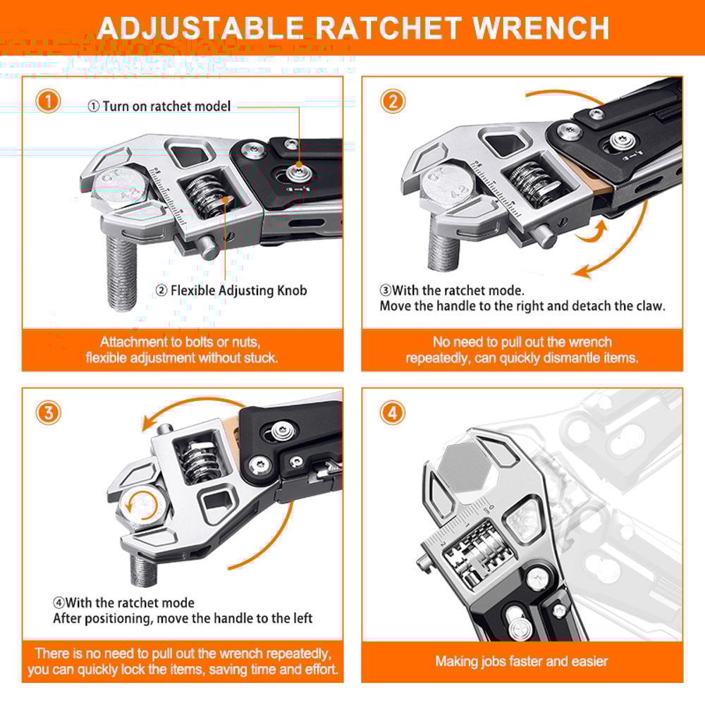 Light Multitool Wrench Adjustable Ratchet Wrench Folding Pliers And Spanner For Outdoor Camping ED 4
