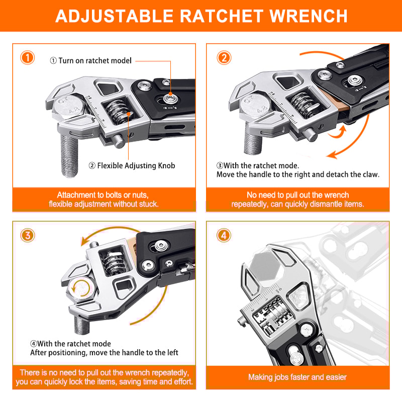 Light Multitool Wrench Adjustable Ratchet Wrench Folding Pliers And Spanner For Outdoor Camping ED 4