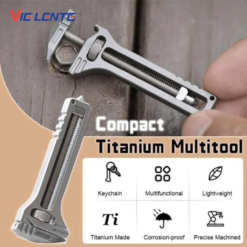 Compact Titanium Alloy Mini Wrench Multitool Portable Outdoor Tools With Bottle Opener Keychain At 6