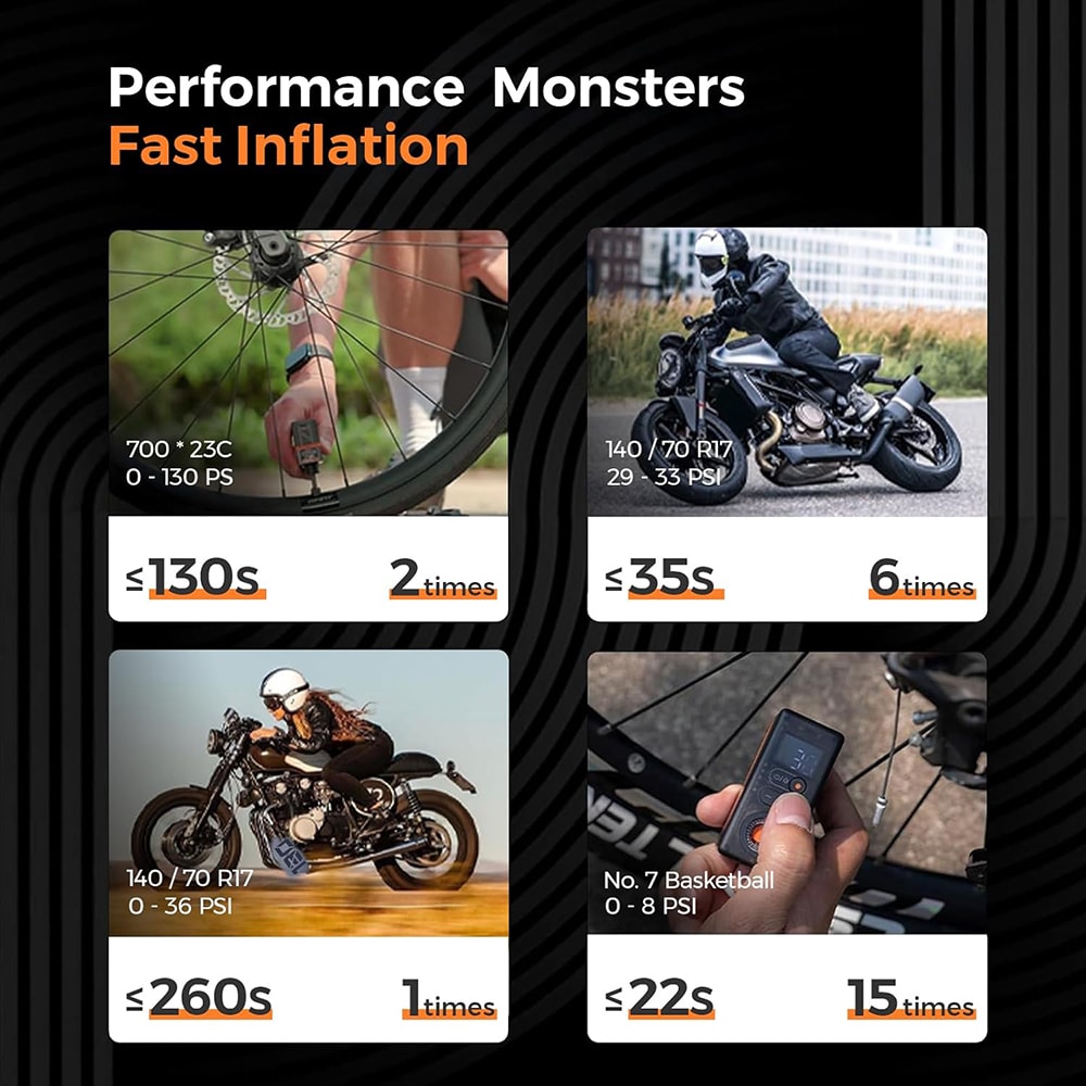 TINY BIKE PUMP ACS Mini Electric Bicycle Tire Pump With Pressure Gauge Taillight 3