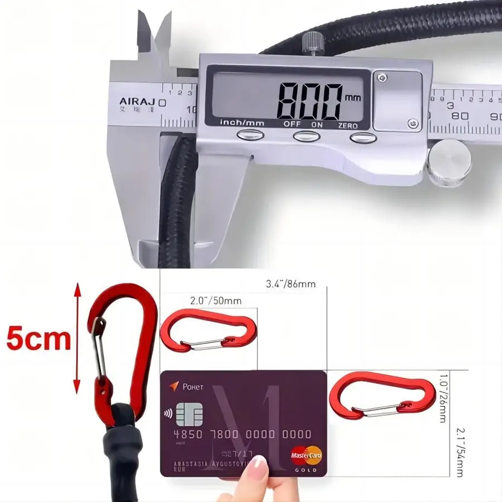 Heavy Duty Bungee Cords With Carabiner Elastic Straps For Luggage Cargo Bike Transport Camping Gea 2