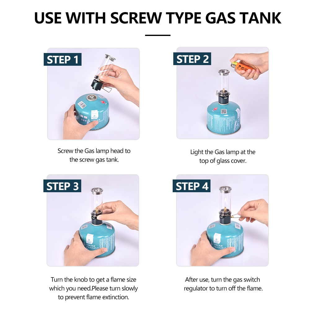 Portable Camping Gas Lamp With Adjustable Brightness And Explosion Proof Glass Design 2