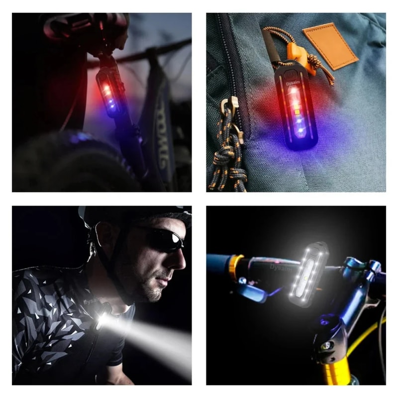 USB Rechargeable LED Flashlight Keychain With Warning Flashing Light Police Outdoor Work Light 6