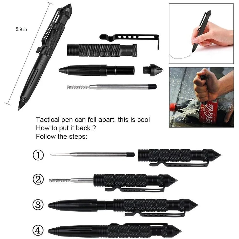 Tactical Self Defense Pen Military Glass Breaker Emergency Tool Tungsten Steel Writing Pen 5