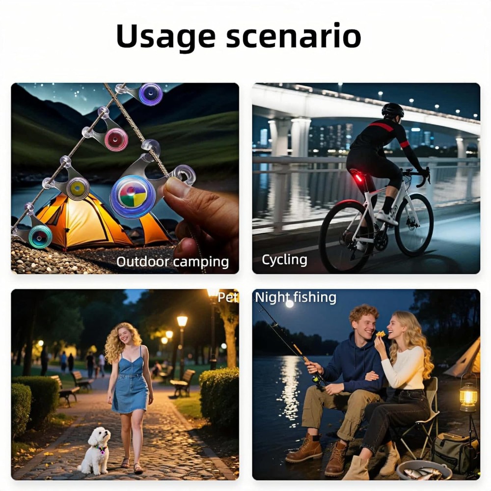 Colorful LED Camping Taillights Waterproof Adjustable Modes Easy To Install For Bikes And Outdoor A 1