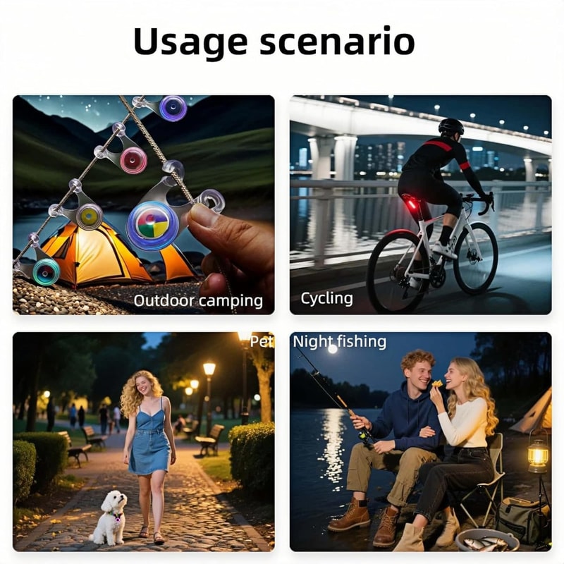 Colorful LED Camping Taillights Waterproof Adjustable Modes Easy To Install For Bikes And Outdoor A 1