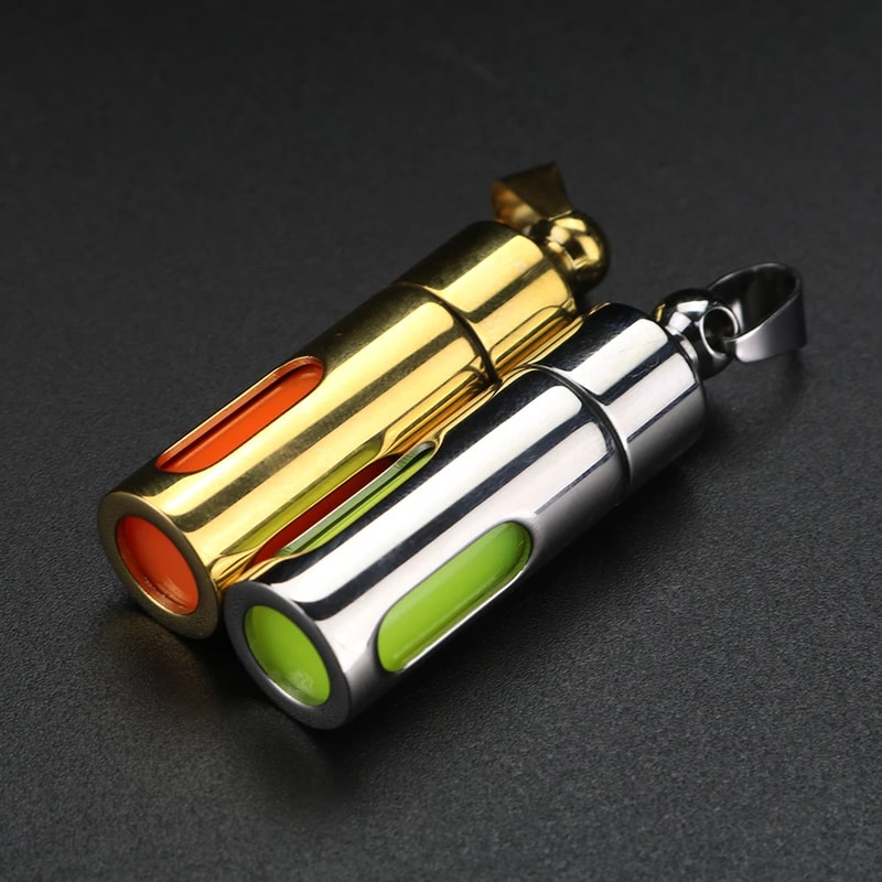 Nightlight Tube Pendant Luminous EDC Keychain Stainless Steel Glass Eternal Light Non Tritium 3