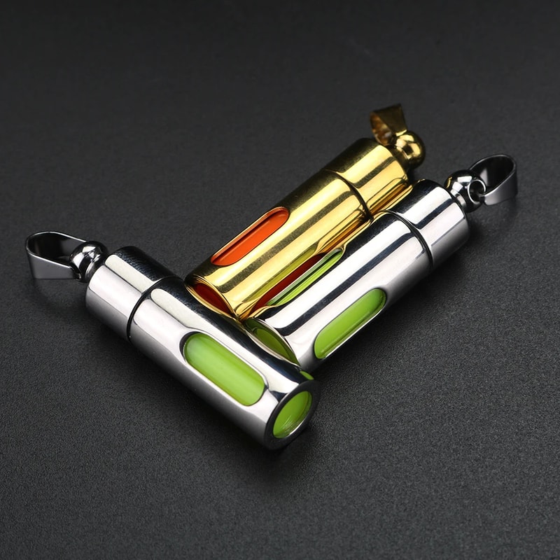 Nightlight Tube Pendant Luminous EDC Keychain Stainless Steel Glass Eternal Light Non Tritium 5
