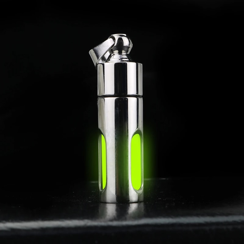 Nightlight Tube Pendant Luminous EDC Keychain Stainless Steel Glass Eternal Light Non Tritium 1