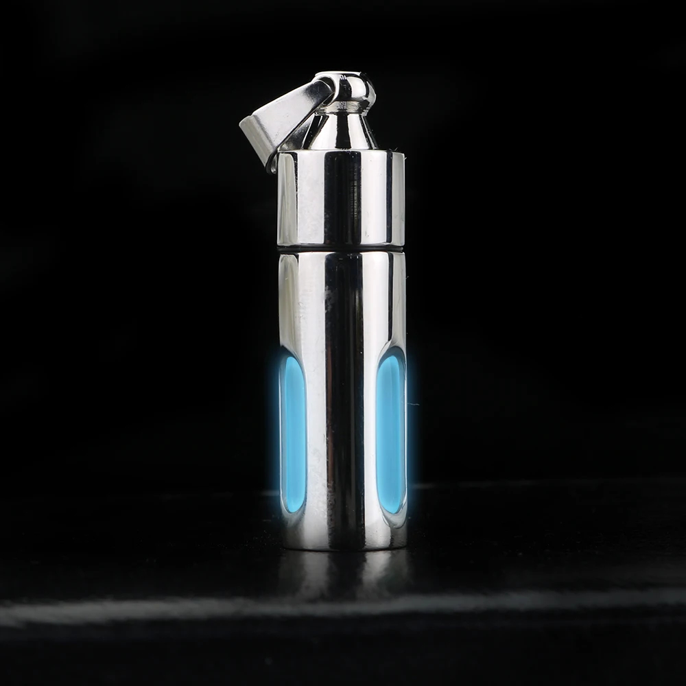 Nightlight Tube Pendant Luminous EDC Keychain Stainless Steel Glass Eternal Light Non Tritium 4