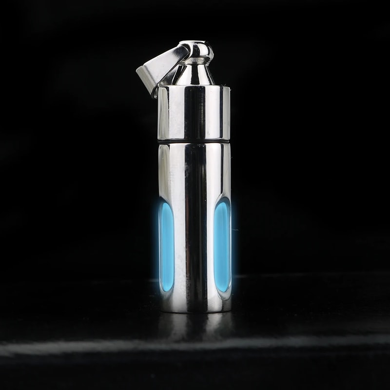 Nightlight Tube Pendant Luminous EDC Keychain Stainless Steel Glass Eternal Light Non Tritium 4
