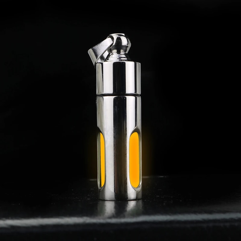 Nightlight Tube Pendant Luminous EDC Keychain Stainless Steel Glass Eternal Light Non Tritium 6