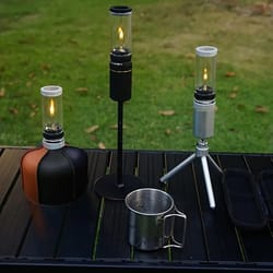 portable outdoor windproof camping gas lamp adjustable candlelight tent lantern for hiking & camping
