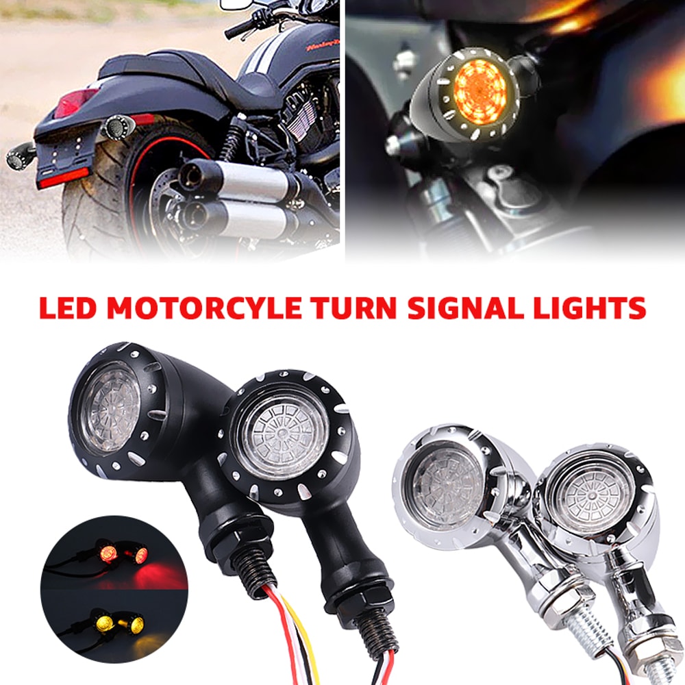 Compact 10mm Motorcycle LED Turn Signal Lights Black Chrome Bullet Indicator Lamps For Motorcycle 2