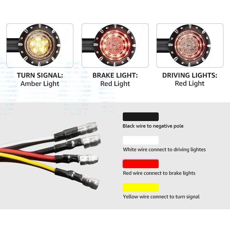 Compact 10mm Motorcycle LED Turn Signal Lights Black Chrome Bullet Indicator Lamps For Motorcycle 6