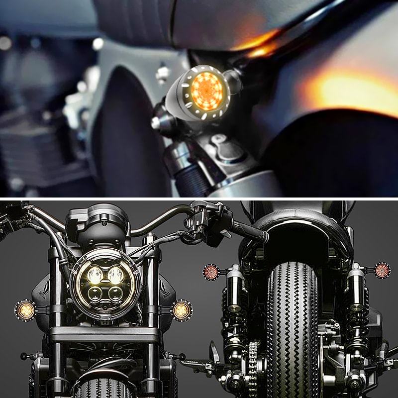 Compact 10mm Motorcycle LED Turn Signal Lights Black Chrome Bullet Indicator Lamps For Motorcycle 7