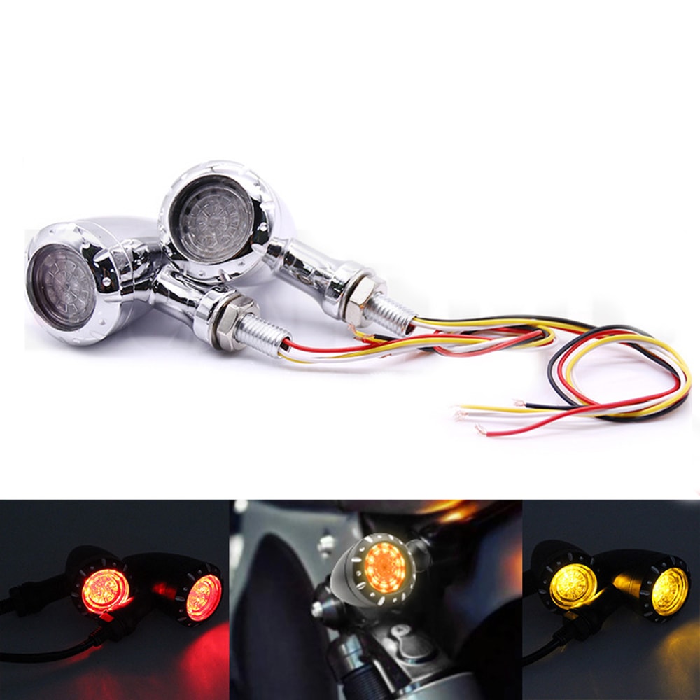 Compact 10mm Motorcycle LED Turn Signal Lights Black Chrome Bullet Indicator Lamps For Motorcycle 1