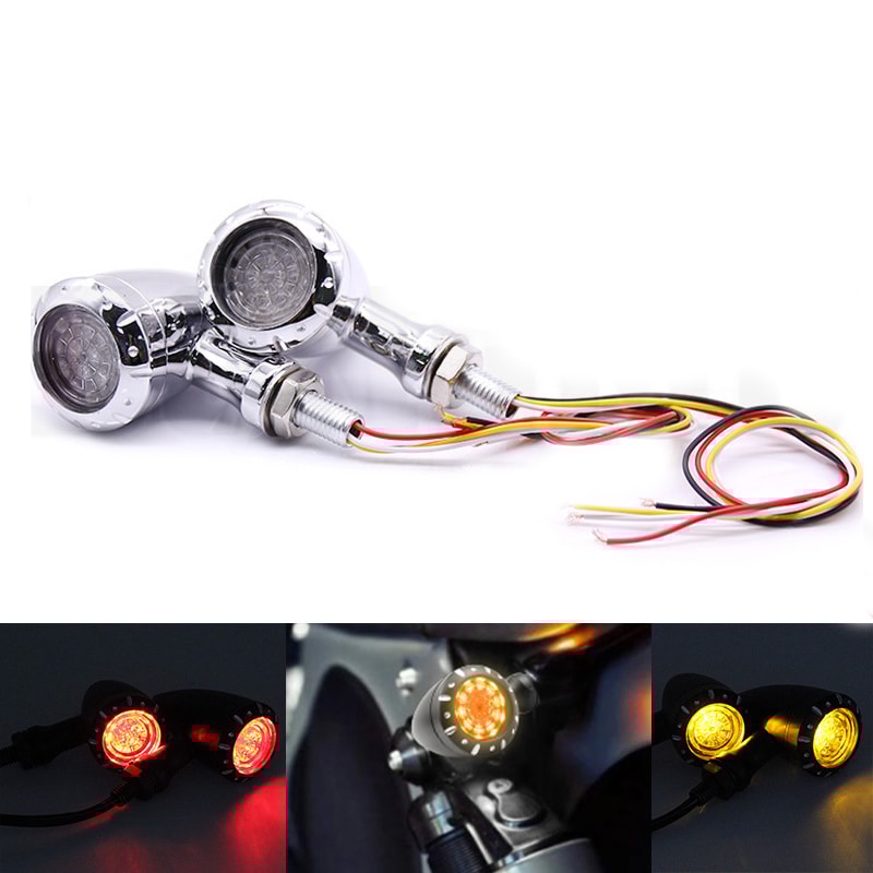 Compact 10mm Motorcycle LED Turn Signal Lights Black Chrome Bullet Indicator Lamps For Motorcycle 1