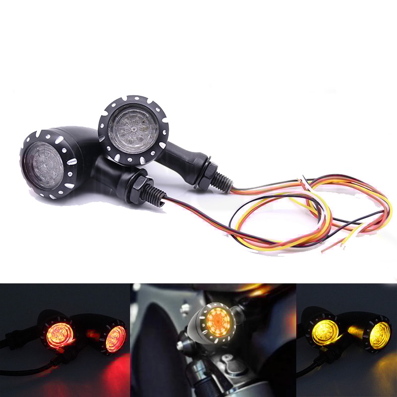 Compact 10mm Motorcycle LED Turn Signal Lights Black Chrome Bullet Indicator Lamps For Motorcycle 5