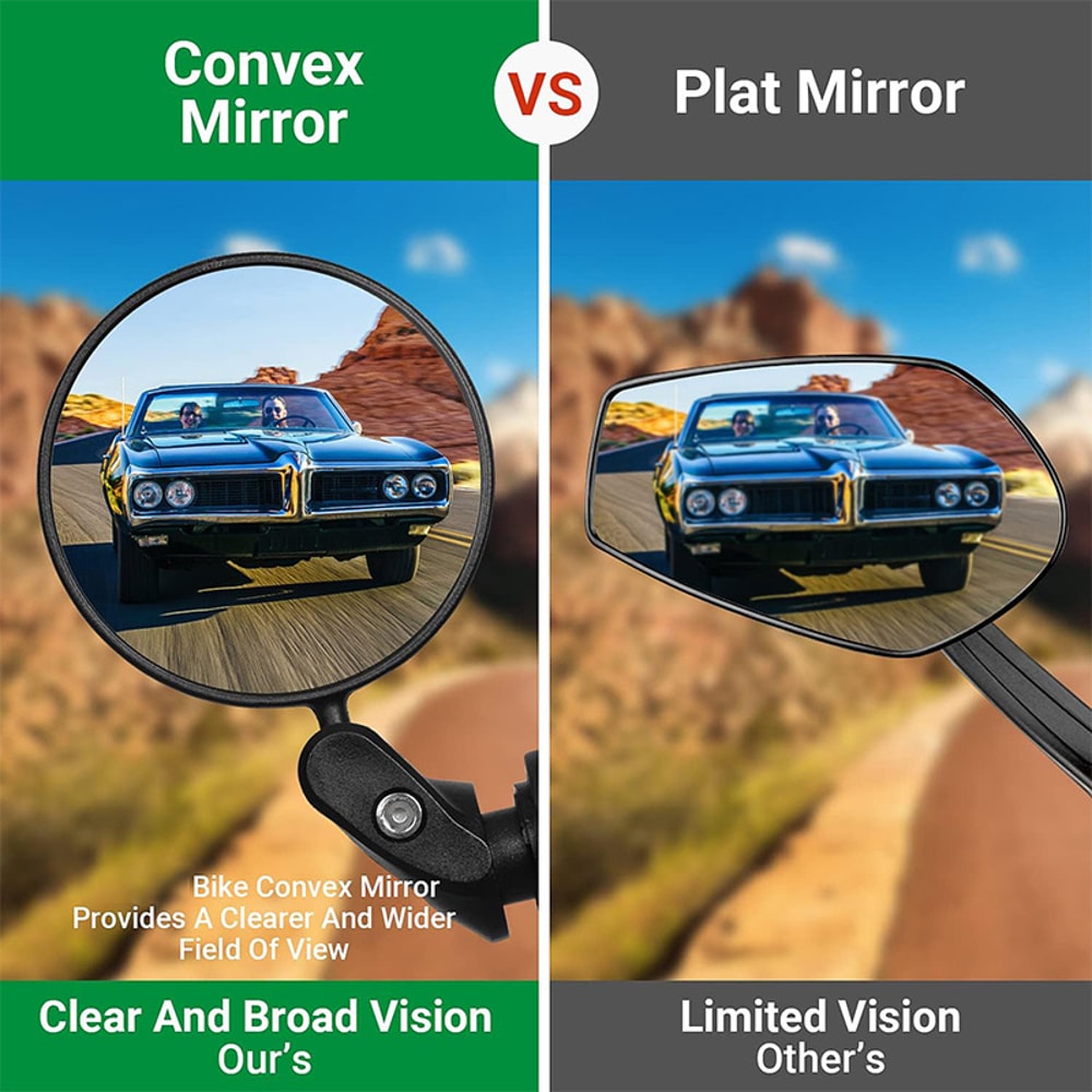 Bicycle Rearview Mirror With Wide Angle Convex Design Rotatable Safety Side Mirror For Mountain Bik 2