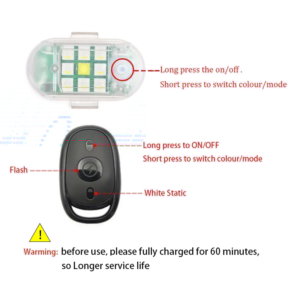 Wireless Remote Control LED Strobe Light For Car Motorcycle Bike And Scooter Anti Collision Warning 5