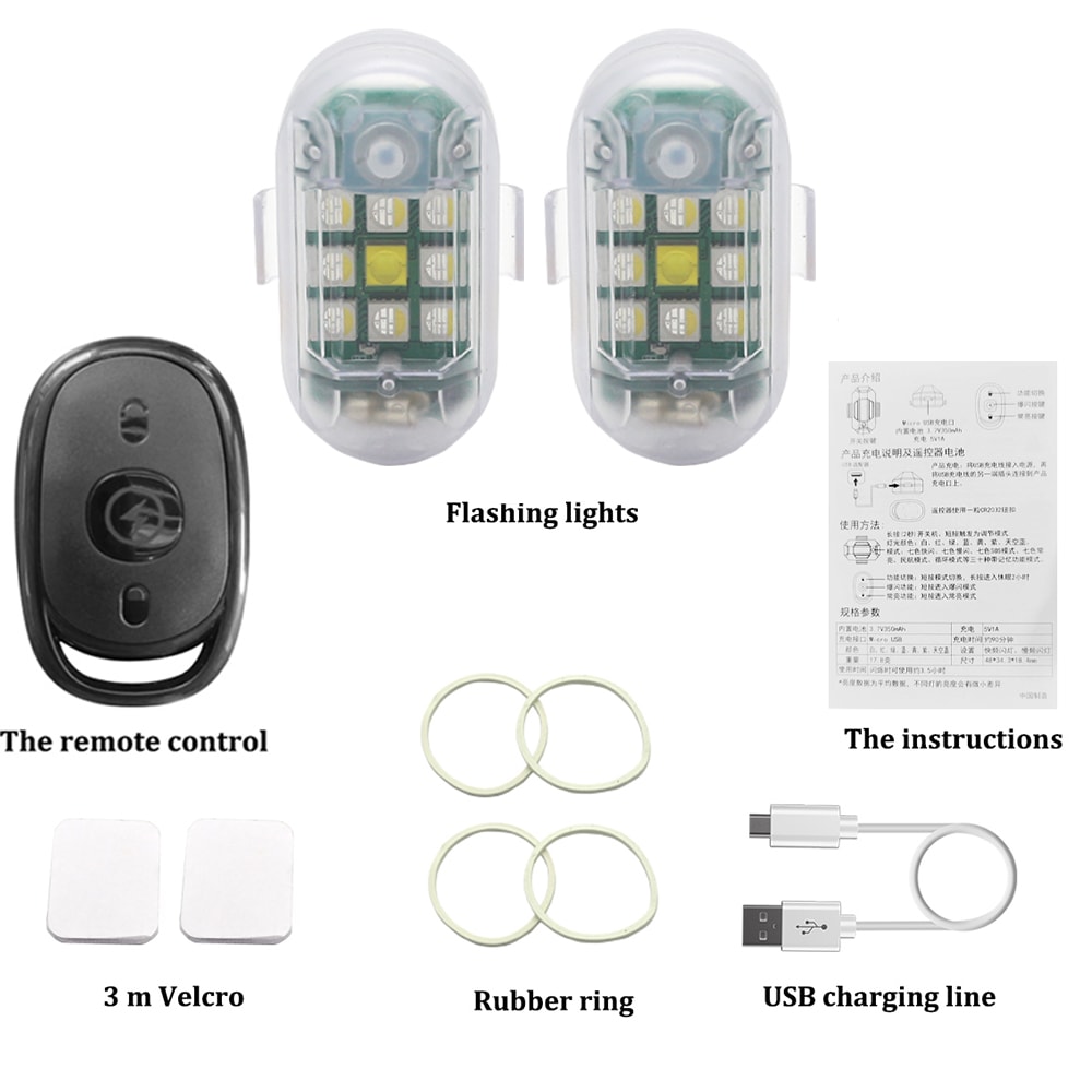 Wireless Remote Control LED Strobe Light For Car Motorcycle Bike And Scooter Anti Collision Warning 6