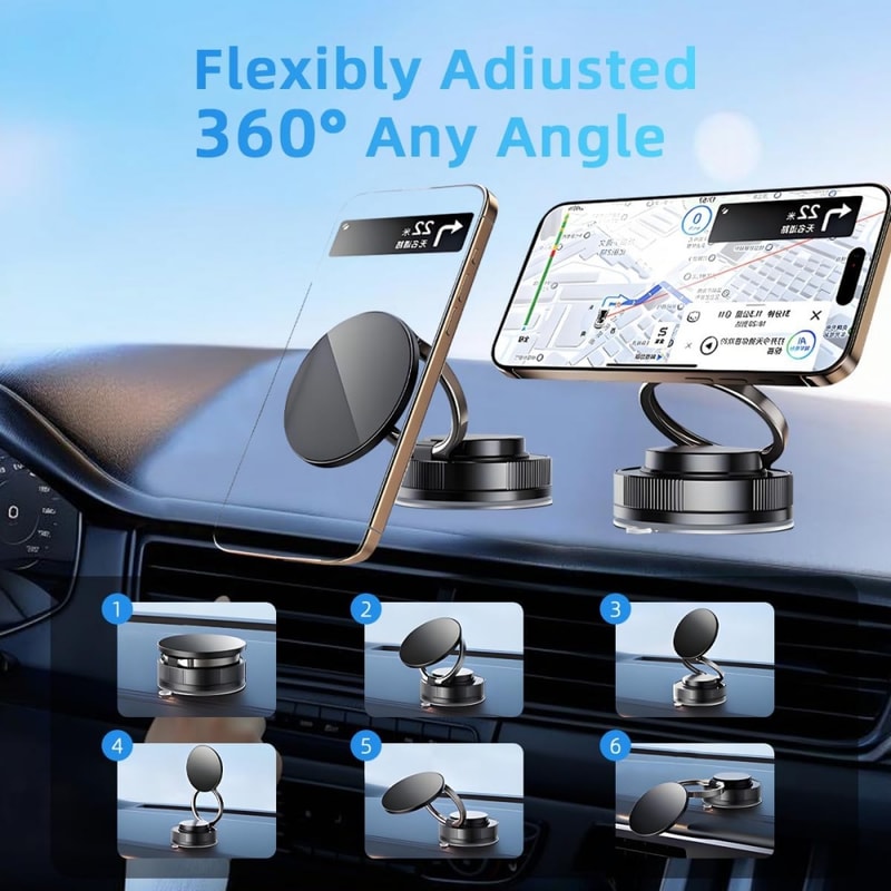 Magnetic Car Phone Holder With Vacuum Suction Cup Strong Magnetic Adsorption For Secure Mounting 1