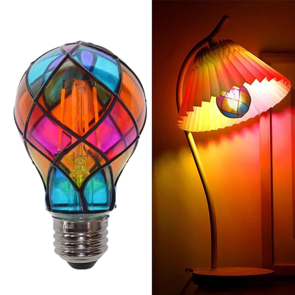 Hand Painted Stained Glass LED Light Bulb Romantic Mosaic Night Lamp For Home Decor 1