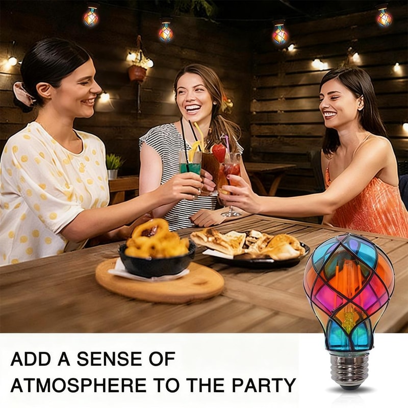 Hand Painted Stained Glass LED Light Bulb Romantic Mosaic Night Lamp For Home Decor 2